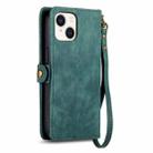 For iPhone 15 Geometric Zipper Wallet Side Buckle Leather Phone Case(Green) - 3