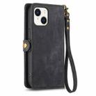 For iPhone 15 Pro Geometric Zipper Wallet Side Buckle Leather Phone Case(Black) - 3