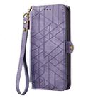 For iPhone 15 Pro Geometric Zipper Wallet Side Buckle Leather Phone Case(Purple) - 3