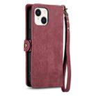 For iPhone 15 Plus Geometric Zipper Wallet Side Buckle Leather Phone Case(Red) - 3