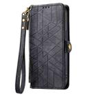 For iPhone 15 Plus Geometric Zipper Wallet Side Buckle Leather Phone Case(Black) - 2