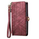 For iPhone 15 Pro Max Geometric Zipper Wallet Side Buckle Leather Phone Case(Red) - 2