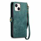 For iPhone 15 Pro Max Geometric Zipper Wallet Side Buckle Leather Phone Case(Green) - 3