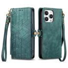 For iPhone 16 Pro Geometric Zipper Wallet Side Buckle Leather Phone Case(Green) - 2