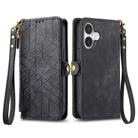 For iPhone 16 Plus Geometric Zipper Wallet Side Buckle Leather Phone Case(Black) - 2