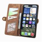 For iPhone 16e Geometric Zipper Wallet Side Buckle Leather Phone Case(Brown) - 3