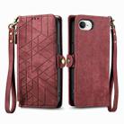 For iPhone 16e Geometric Zipper Wallet Side Buckle Leather Phone Case(Red) - 2