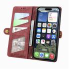 For iPhone 16e Geometric Zipper Wallet Side Buckle Leather Phone Case(Red) - 3