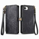 For iPhone 16e Geometric Zipper Wallet Side Buckle Leather Phone Case(Black) - 2