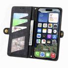 For iPhone 16e Geometric Zipper Wallet Side Buckle Leather Phone Case(Black) - 3