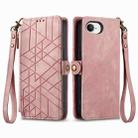 For iPhone 16e Geometric Zipper Wallet Side Buckle Leather Phone Case(Pink) - 2