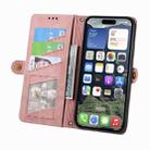 For iPhone 16e Geometric Zipper Wallet Side Buckle Leather Phone Case(Pink) - 3