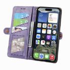 For iPhone 16e Geometric Zipper Wallet Side Buckle Leather Phone Case(Purple) - 3