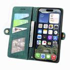 For iPhone 16e Geometric Zipper Wallet Side Buckle Leather Phone Case(Green) - 3