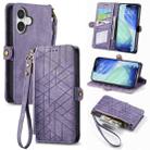 For iPhone 17 Geometric Zipper Wallet Side Buckle Leather Phone Case(Purple) - 1