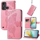 For ZTE Blade A53 Butterfly Love Flower Embossed Leather Phone Case(Pink) - 1