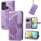 For ZTE Blade A53 Butterfly Love Flower Embossed Leather Phone Case(Light Purple) - 1