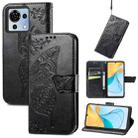 For ZTE Blade V50 Vita Butterfly Love Flower Embossed Leather Phone Case(Black) - 1