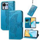 For ZTE Blade V50 Vita Butterfly Love Flower Embossed Leather Phone Case(Blue) - 1