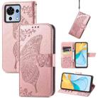 For ZTE Blade V50 Vita Butterfly Love Flower Embossed Leather Phone Case(Rose Gold) - 1