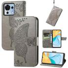 For ZTE Blade V50 Vita Butterfly Love Flower Embossed Leather Phone Case(Gray) - 1