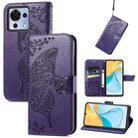 For ZTE Blade V50 Vita Butterfly Love Flower Embossed Leather Phone Case(Dark Purple) - 1