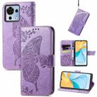 For ZTE Blade V50 Vita Butterfly Love Flower Embossed Leather Phone Case(Light Purple) - 1