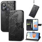 For ZTE Blade L220 Butterfly Love Flower Embossed Leather Phone Case(Black) - 1