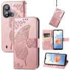 For ZTE Blade L220 Butterfly Love Flower Embossed Leather Phone Case(Rose Gold) - 1