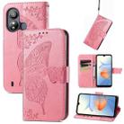 For ZTE Blade L220 Butterfly Love Flower Embossed Leather Phone Case(Pink) - 1