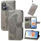 For ZTE Blade L220 Butterfly Love Flower Embossed Leather Phone Case(Gray) - 1