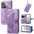 For ZTE Blade L220 Butterfly Love Flower Embossed Leather Phone Case(Light Purple) - 1