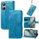 For ZTE Libero 5G IV Butterfly Love Flower Embossed Leather Phone Case(Blue) - 1