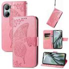 For ZTE Libero 5G IV Butterfly Love Flower Embossed Leather Phone Case(Pink) - 1