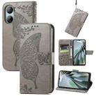 For ZTE Libero 5G IV Butterfly Love Flower Embossed Leather Phone Case(Gray) - 1