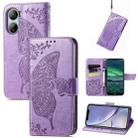 For ZTE Libero 5G IV Butterfly Love Flower Embossed Leather Phone Case(Light Purple) - 1