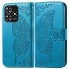 For ZTE Blade A73 4G Butterfly Love Flower Embossed Leather Phone Case(Blue) - 1