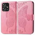 For ZTE Blade A73 4G Butterfly Love Flower Embossed Leather Phone Case(Pink) - 1