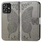 For ZTE Blade A73 4G Butterfly Love Flower Embossed Leather Phone Case(Gray) - 1