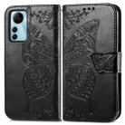 For ZTE Blade V41 Smart Butterfly Love Flower Embossed Leather Phone Case(Black) - 1