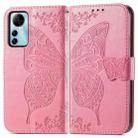 For ZTE Blade V41 Smart Butterfly Love Flower Embossed Leather Phone Case(Pink) - 1