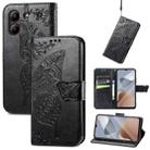 For ZTE  Blade A54 Butterfly Love Flower Embossed Leather Phone Case(Black) - 1