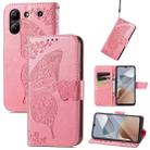 For ZTE  Blade A54 Butterfly Love Flower Embossed Leather Phone Case(Pink) - 1