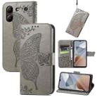 For ZTE  Blade A54 Butterfly Love Flower Embossed Leather Phone Case(Gray) - 1