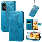 For ZTE Blade A33S Butterfly Love Flower Embossed Leather Phone Case(Blue) - 1