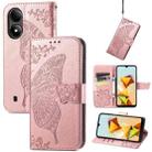 For ZTE Blade A33S Butterfly Love Flower Embossed Leather Phone Case(Rose Gold) - 1