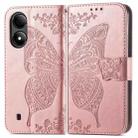 For ZTE Blade A33S Butterfly Love Flower Embossed Leather Phone Case(Rose Gold) - 2