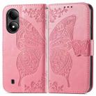 For ZTE Blade A33S Butterfly Love Flower Embossed Leather Phone Case(Pink) - 2