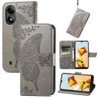 For ZTE Blade A33S Butterfly Love Flower Embossed Leather Phone Case(Gray) - 1