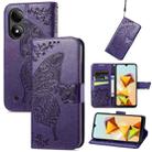 For ZTE Blade A33S Butterfly Love Flower Embossed Leather Phone Case(Dark Purple) - 1